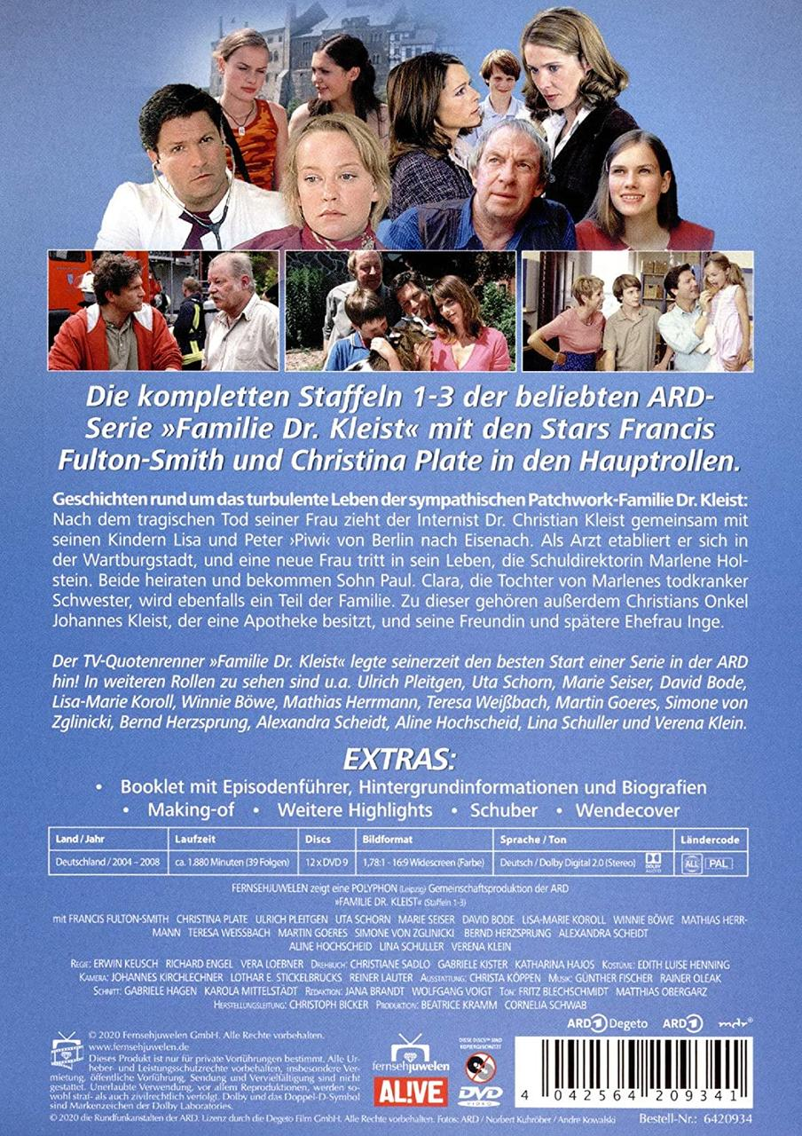 Rückseite einer DVD-Hülle. Text auf Deutsch auf der Rückseite. Mehrere Fotos von Schauspielern.