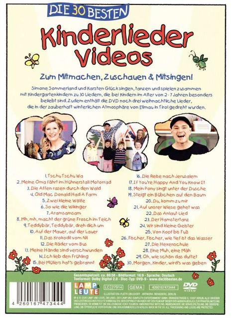 Die 30 Besten Kinderlieder Videos DVD