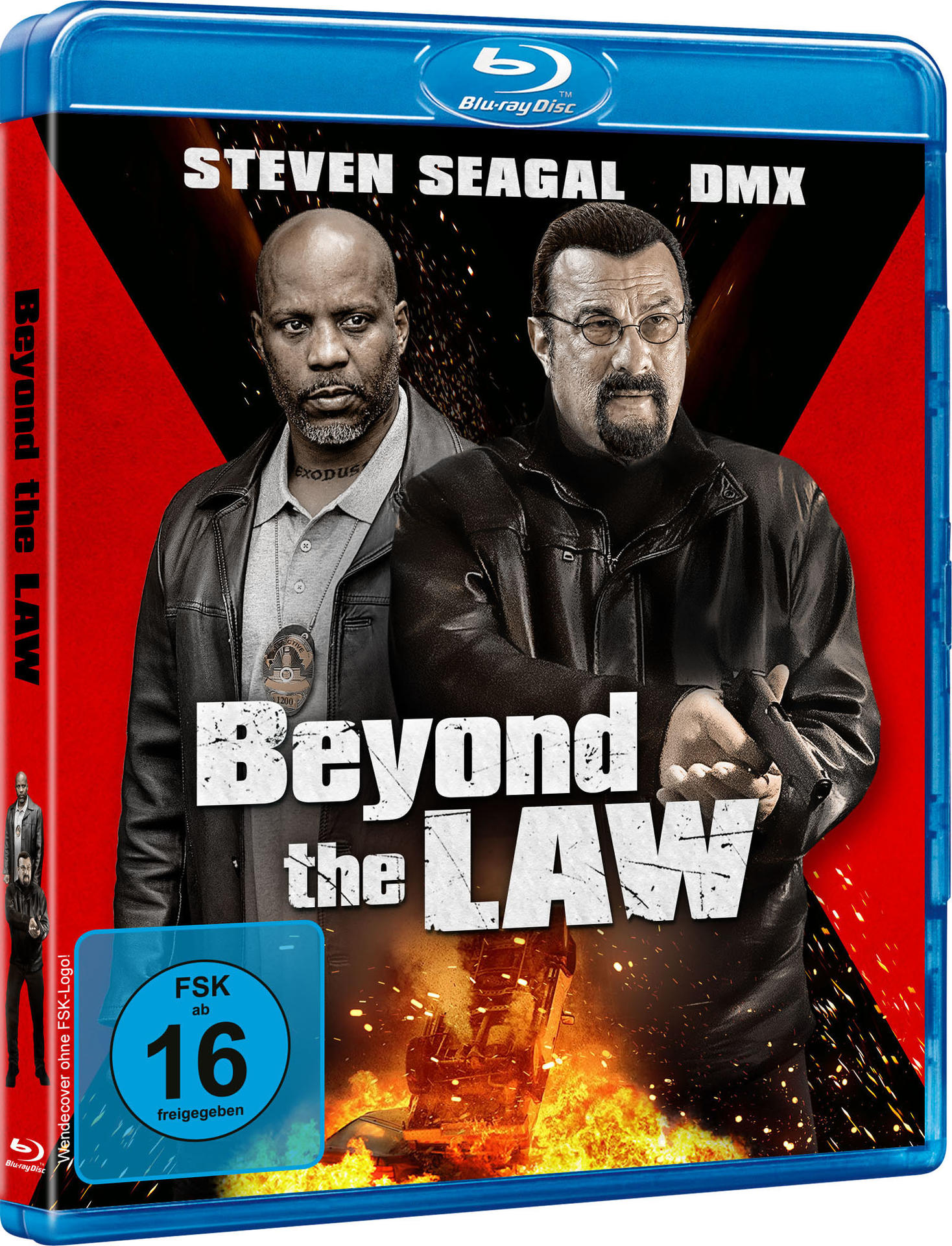 DVD-Cover: Steven Seagal und DMX. Titel: Beyond the Law. Blaue Hülle mit FSK 16.
