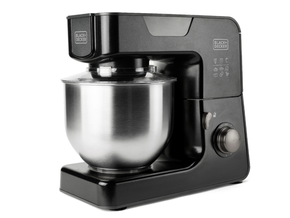 Black+decker Bxkm1000e Batidora amasadora 1000w con bol 5.2l acero inoxidable 8 velocidades y turbo tapa protectora salpicaduras pies antideslizantes negro robot cocina decker 1000 5.2