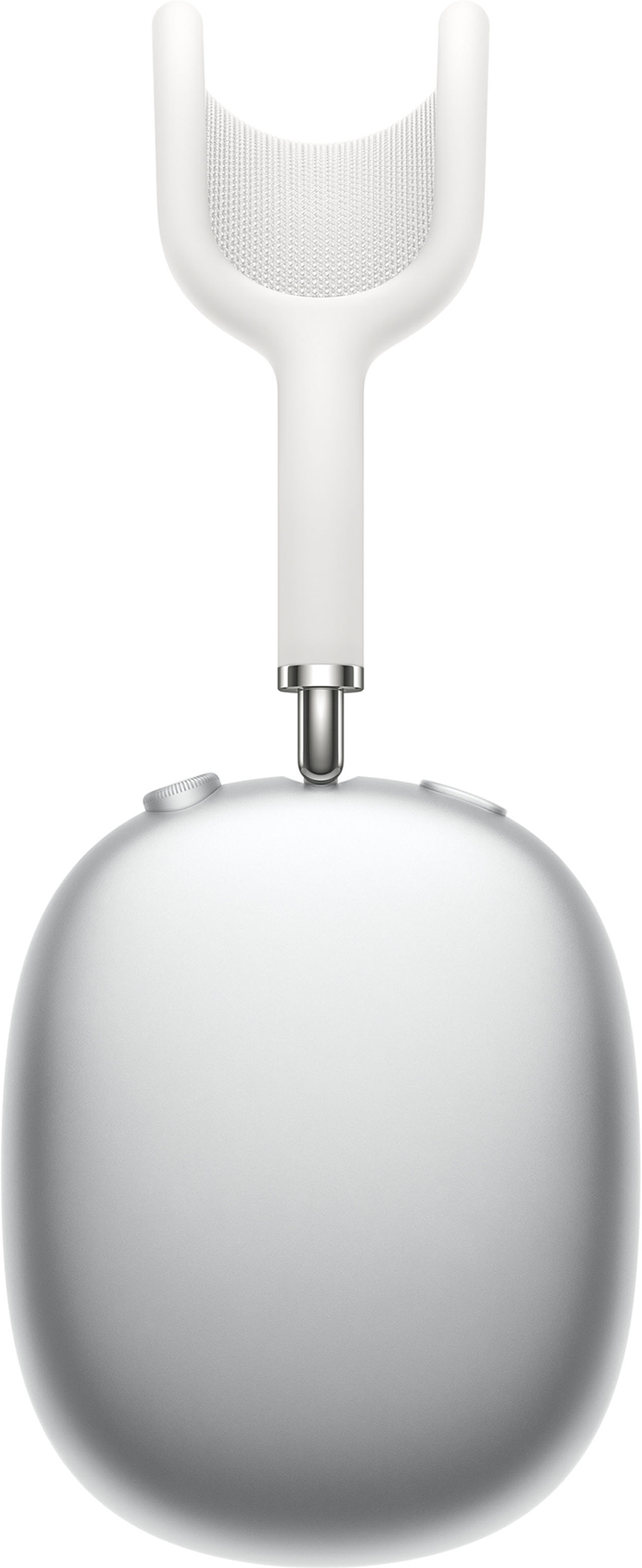 Close-up van witte koptelefoon, met oorschelpen en hoofdband.