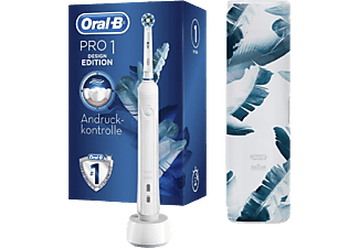 ORAL-B Elektrische Zahnbürste Pro 1 750 White Design Edition mit Reiseetui (Weiß/Grün)