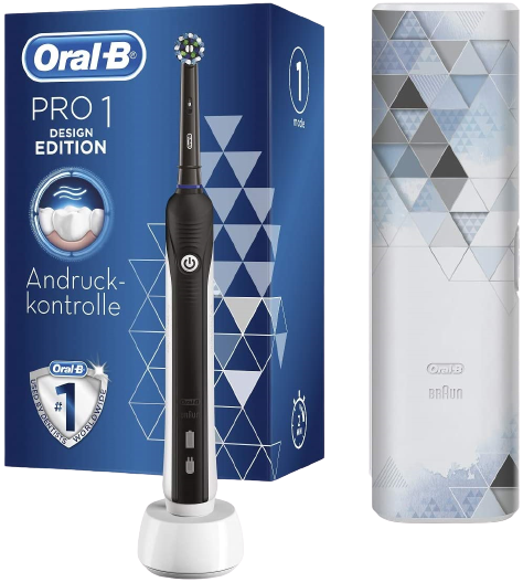 ORAL-B Pro 1 750 Design Edition mit Reiseetui Elektrische Zahnbürste Schwarz