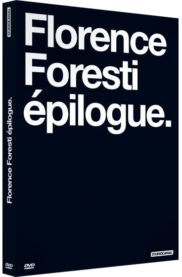 Boîtier DVD pour 'Florence Foresti épilogue'. La couverture est bleu foncé avec du texte blanc.