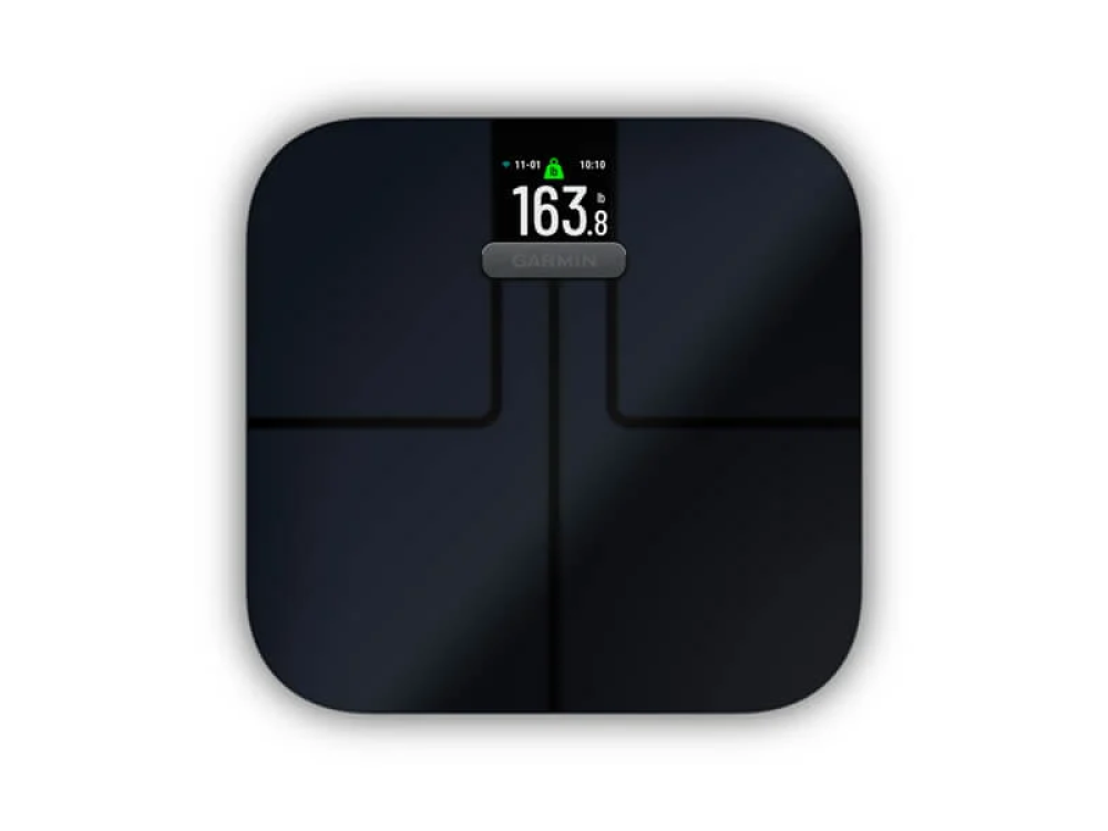 Báscula de baño - Garmin Index™ S2, Wi-Fi, Autonomía de 9 meses, Hasta 181.4 kg, 4 pilas AAA, Negro