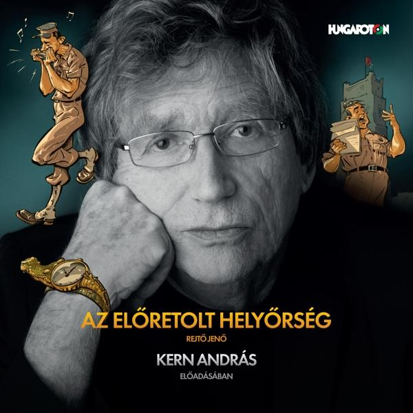 Album borító egy szemüveges férfival, aki a nézőre néz. Rajzolt figurák vannak a háttérben.