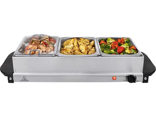 TRISTAR Buffet-Servierer 3x 1.4l, BP-6283 Buffet-Wärmer, Edelstahl (200 Watt)