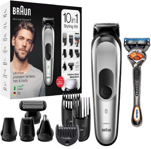 BRAUN MGK 7220 Multigroomer, Silber, Akkubetrieb