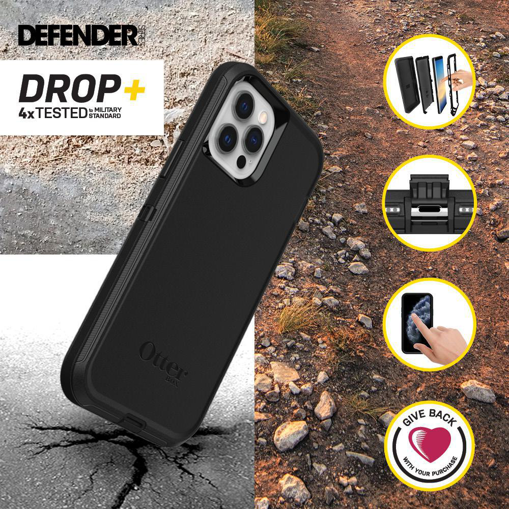 OTTERBOX Defender, Backcover, Apple, iPhone 12, iPhone 12 Pro, Schwarz