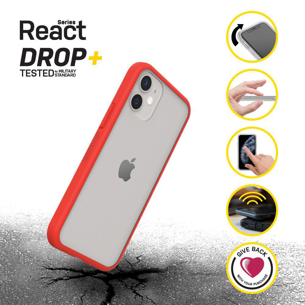 OTTERBOX React , Backcover, Apple, iPhone 12 Mini, Transparent/Rot