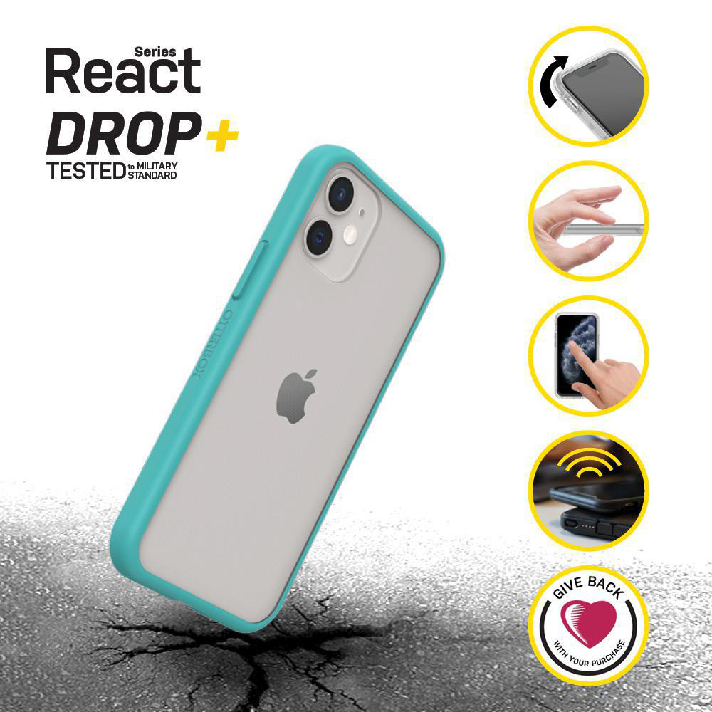 OTTERBOX React, iPhone Transparent/Blau Apple, Backcover, 12 Mini