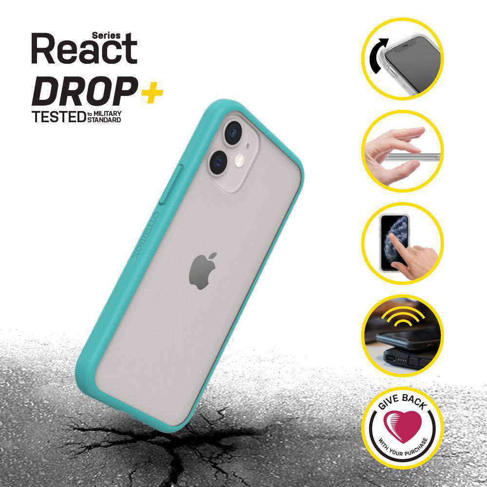 OTTERBOX React, Backcover, Apple, iPhone 12 Mini, Transparent/Blau