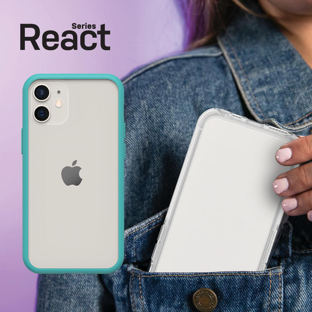 OTTERBOX React, Backcover, Apple, iPhone 12 Mini, Transparent/Blau