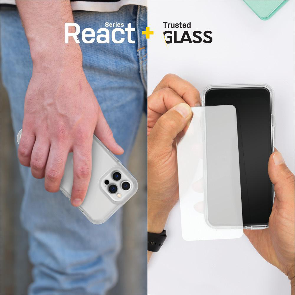 OTTERBOX React + Trusted Glass, Backcover, Apple, iPhone 12, iPhone 12 Pro, Transparent