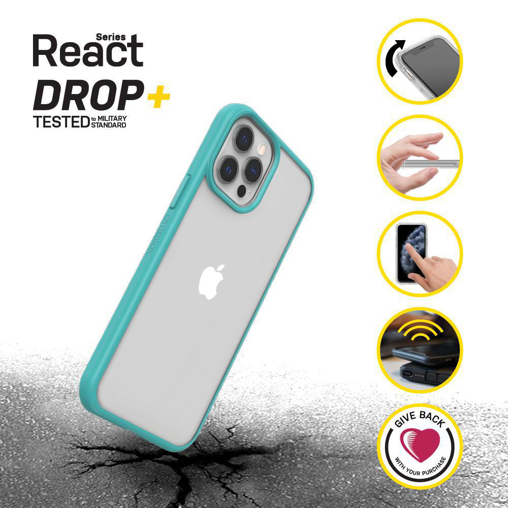 OTTERBOX React, Backcover, Apple, iPhone iPhone Transparent/Blau 12, 12 Pro