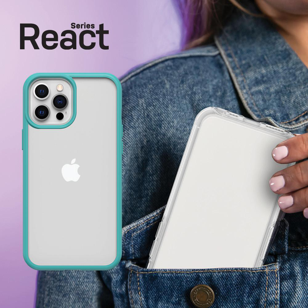 OTTERBOX React, Backcover, iPhone 12, Apple, iPhone 12 Transparent/Blau Pro
