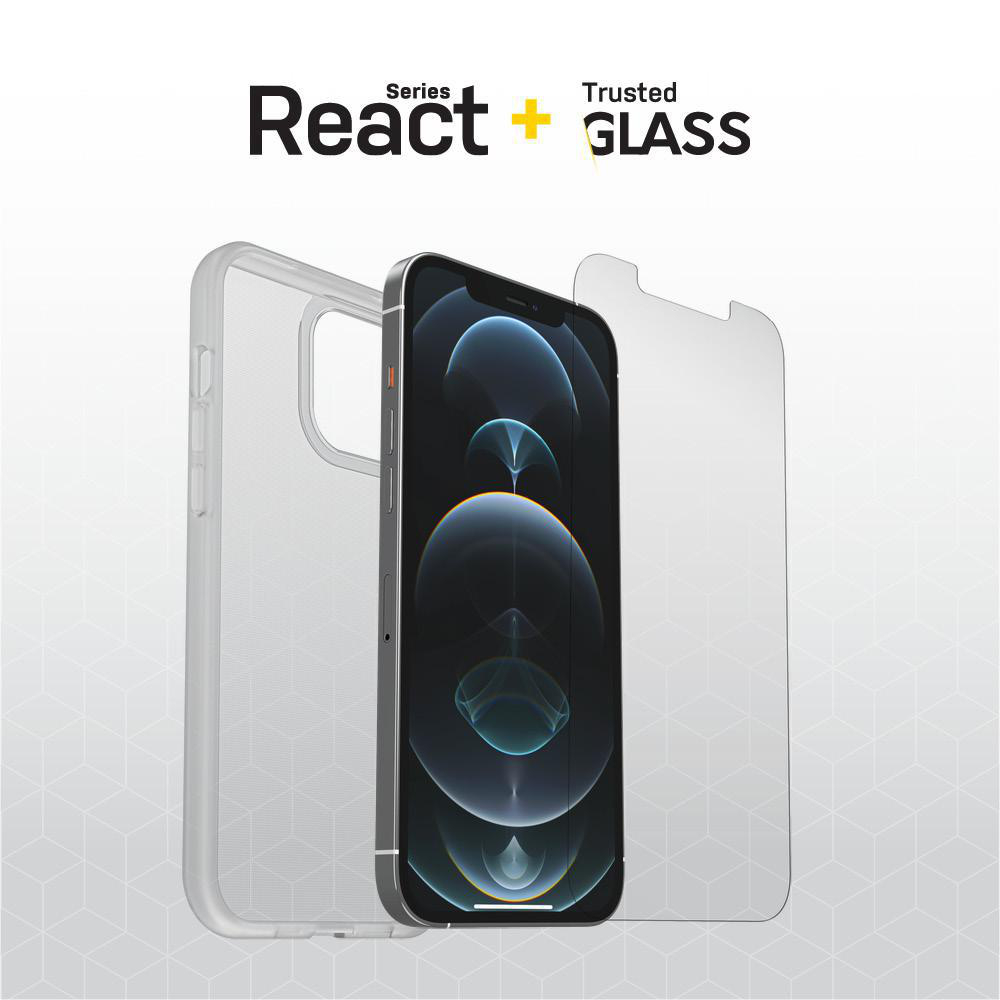OTTERBOX React + Trusted Glass, Backcover, Apple, iPhone 12, iPhone 12 Pro, Transparent