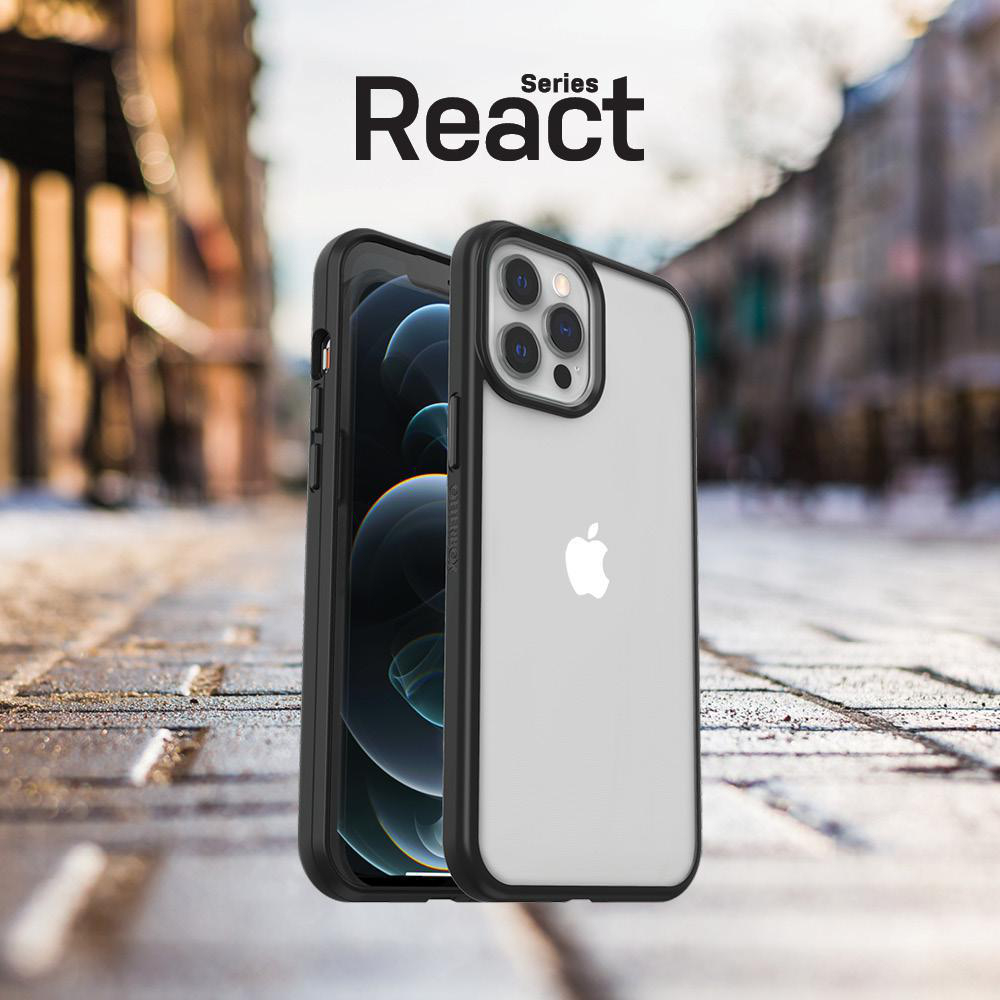 OTTERBOX React , Backcover, Apple, iPhone 12, iPhone 12 Pro, Transparent/Schwarz