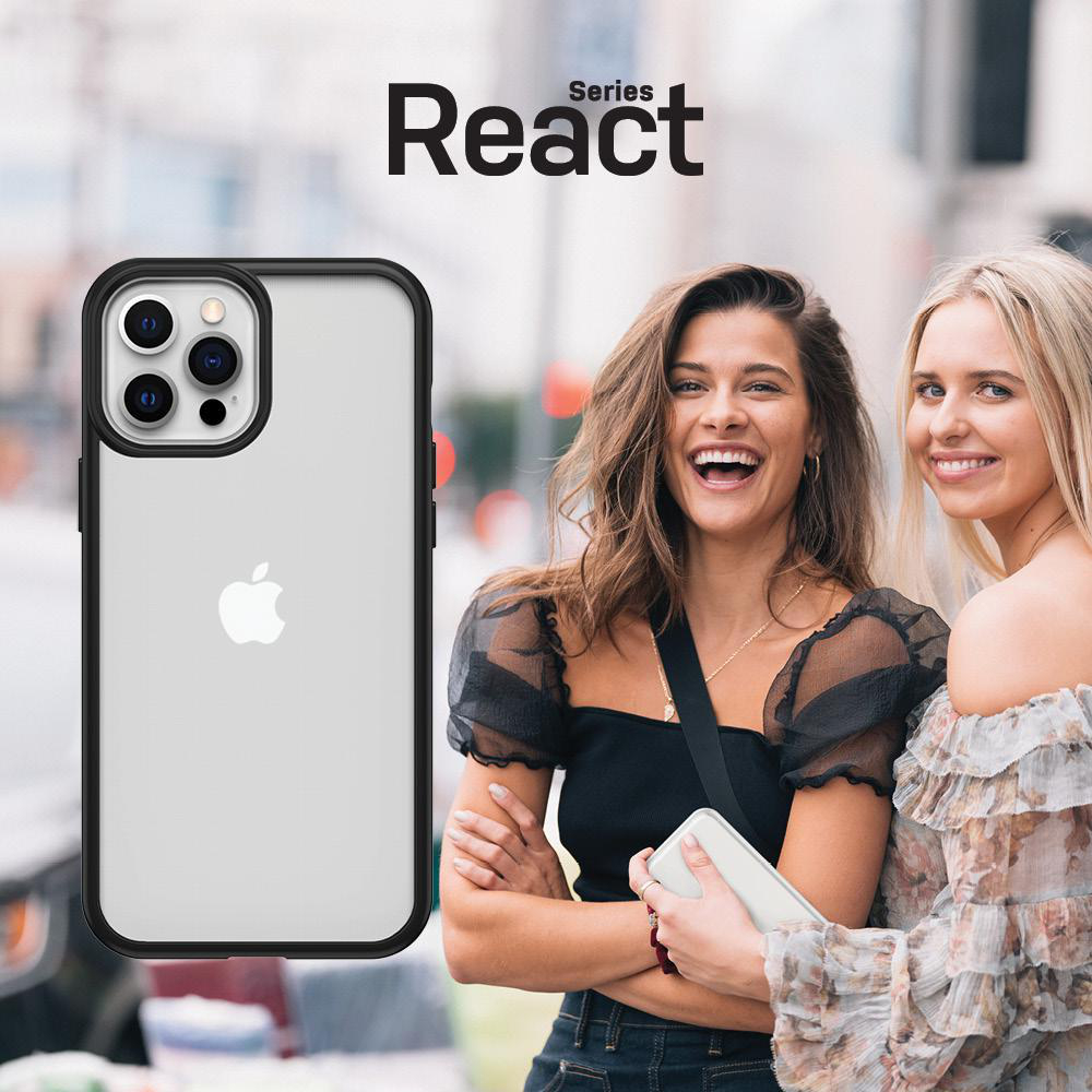 OTTERBOX React , Backcover, Apple, iPhone 12, iPhone 12 Pro, Transparent/Schwarz