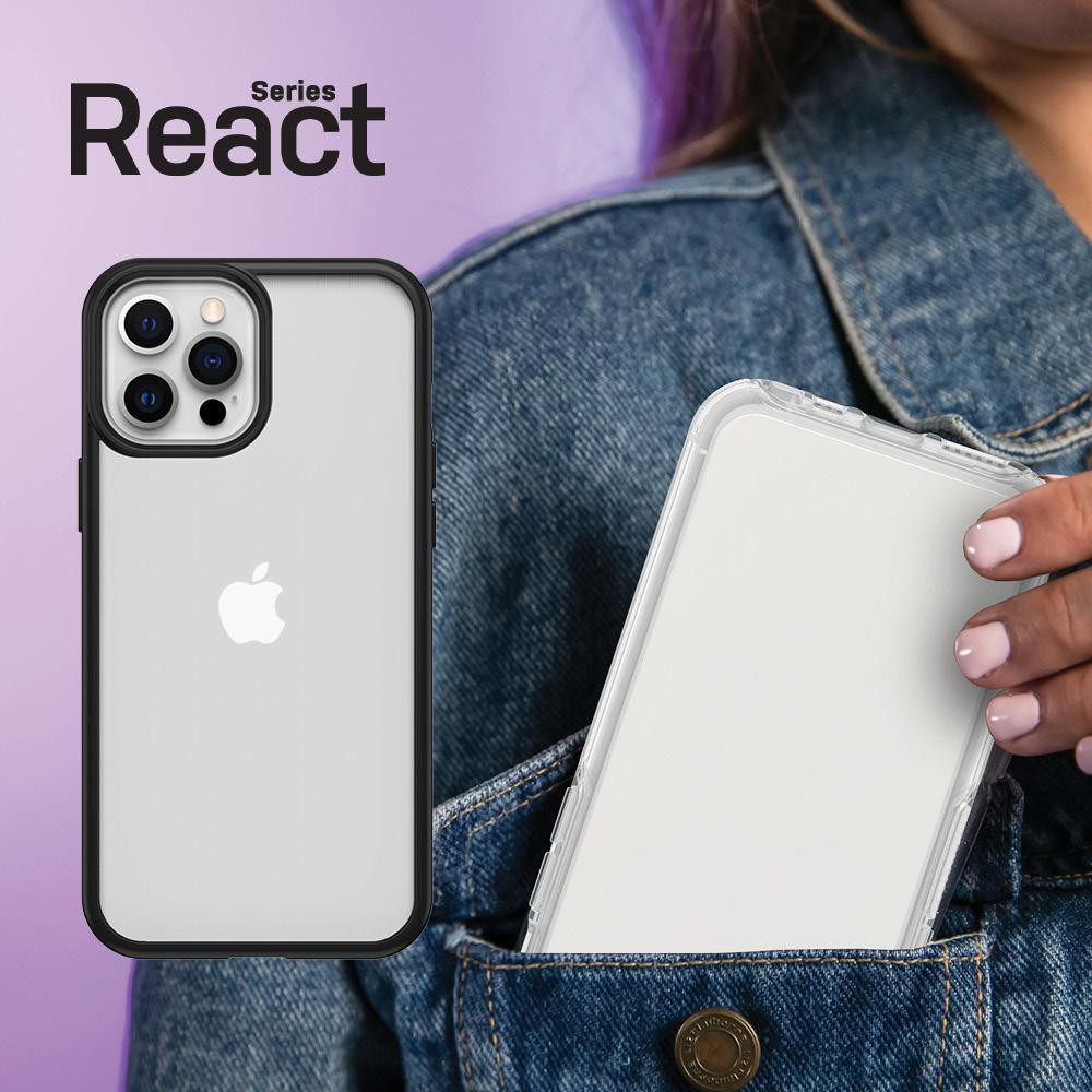 OTTERBOX React , Backcover, Apple, iPhone 12 Pro Max, Transparent/Schwarz