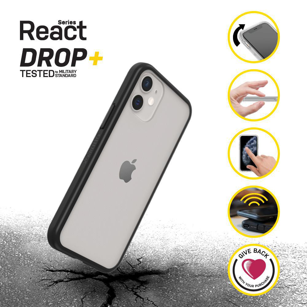 OTTERBOX React , Backcover, Apple, iPhone 12 Mini, Transparent/Schwarz