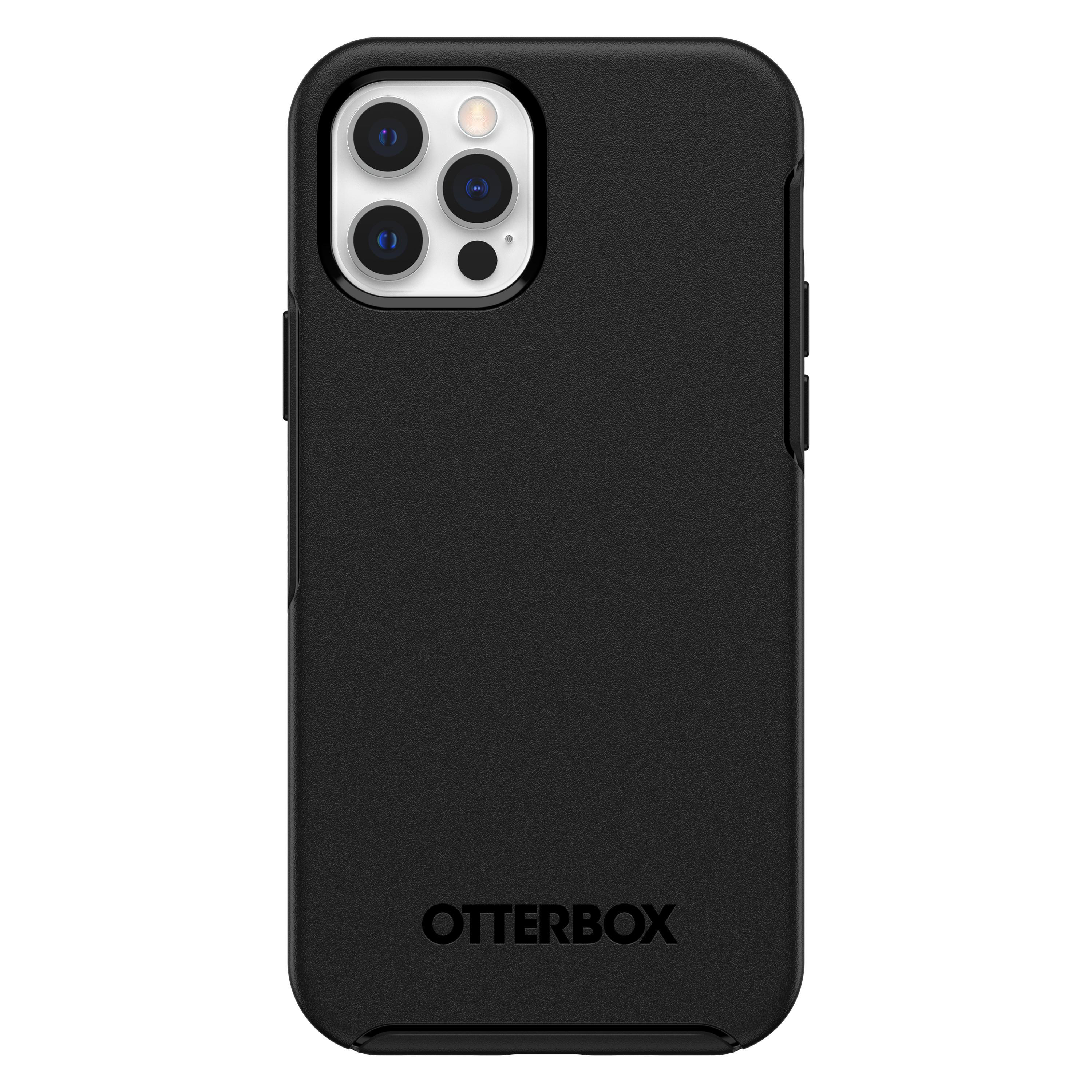 Schwarze Otterbox-Hülle für ein Telefon. Die Hülle ist schlicht schwarz mit Otterbox-Markenzeichen am unteren Rand.