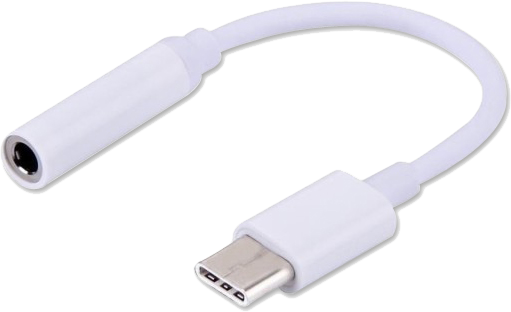 Fehér USB-C - 3,5 mm-es audio adapter.