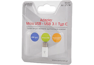 SAVIO AK-30/W Micro USB anya – Type-C apa átalakító fehér