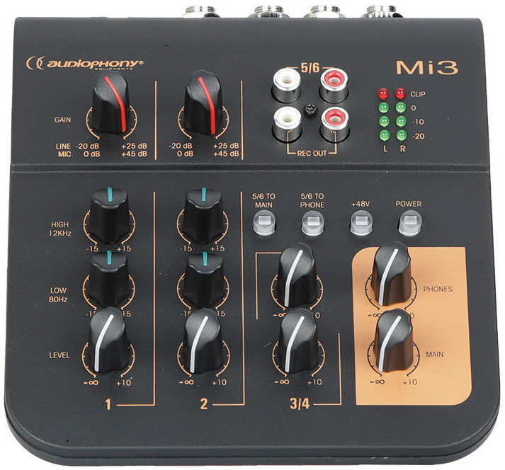 AUDIOPHONY Mixer 3 canaux 2 microphones et 1 stéréo Mi3 (H10909)