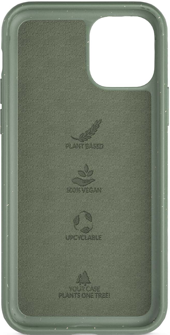 Grüne Handyhülle mit pflanzlichem, veganem und recycelbarem Design.