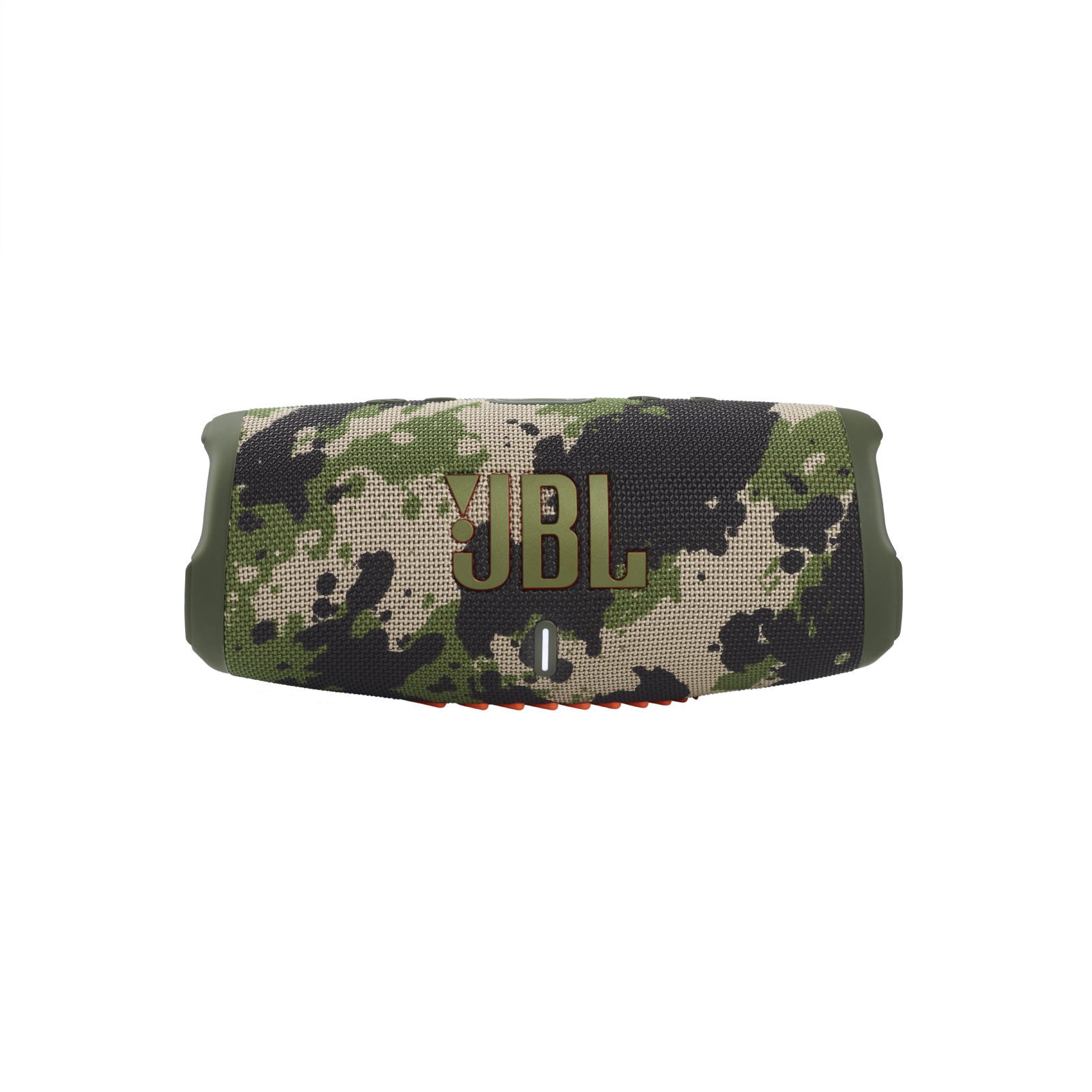 JBL Charge 5 Tarnlautsprecher. Der Lautsprecher hat grüne, schwarze und beige Farben.