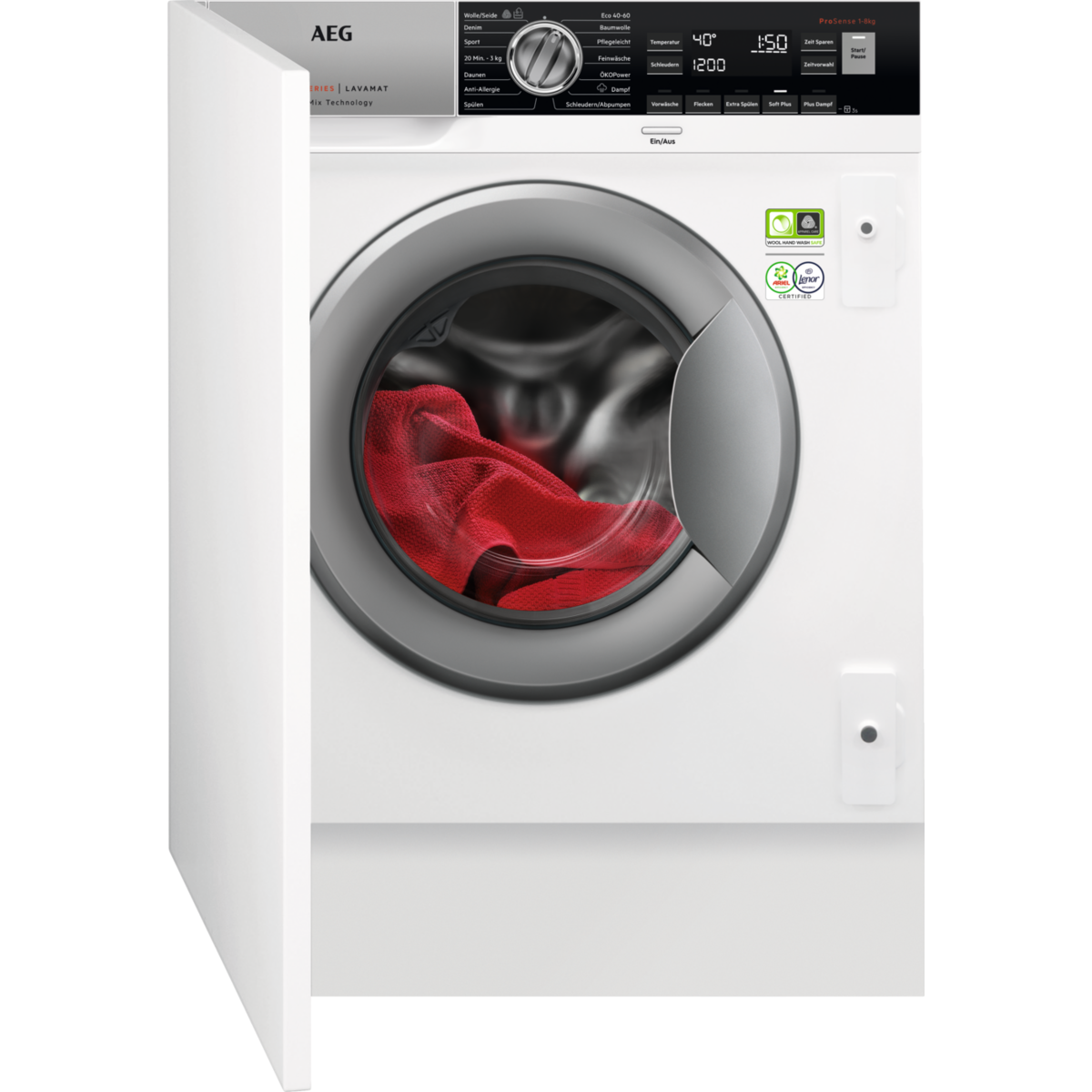 AEG L8FEI7480 Serie 8000 Lavamat Waschmaschine Frontlader (8,0 kg, 1351 U/Min., vollintegrierbar, Weiß)