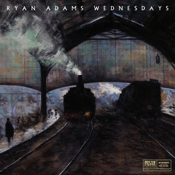Albumhoes: 'Ryan Adams Wednesdays'. Donkere treinstationscène met een trein, rook en een figuur.