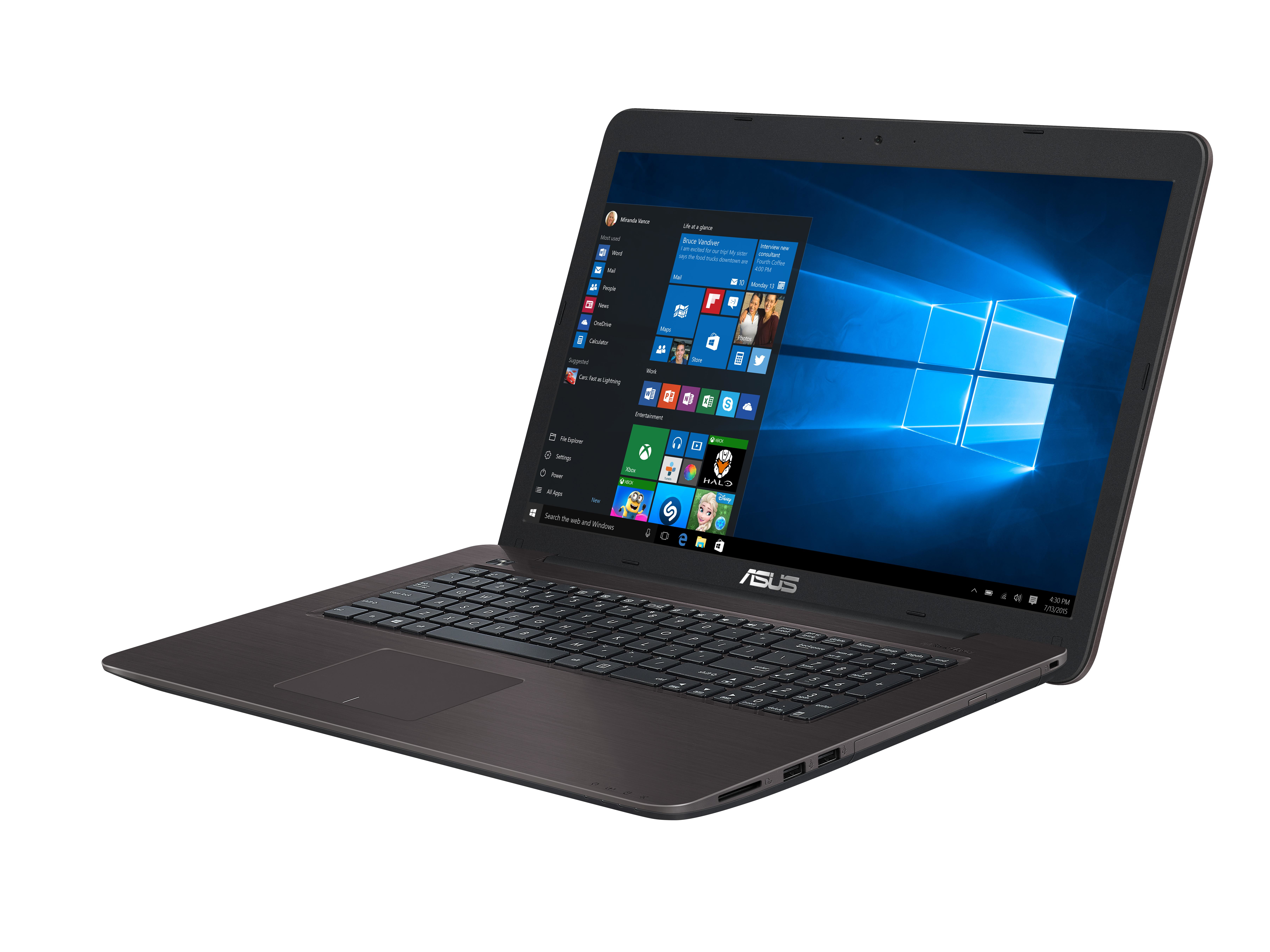 ASUS Notebook VivoBook F756UQ-T4147T, dunkelbraun (90NB0C31-M01630) Notebook, 17,3 Zoll, Full-HD, Intel® Core™ i7-7500U Prozessor
(4MB Cache, bis zu 3.50 GHz), 16 GB, 1000 GB HDD + 256 GB SSD