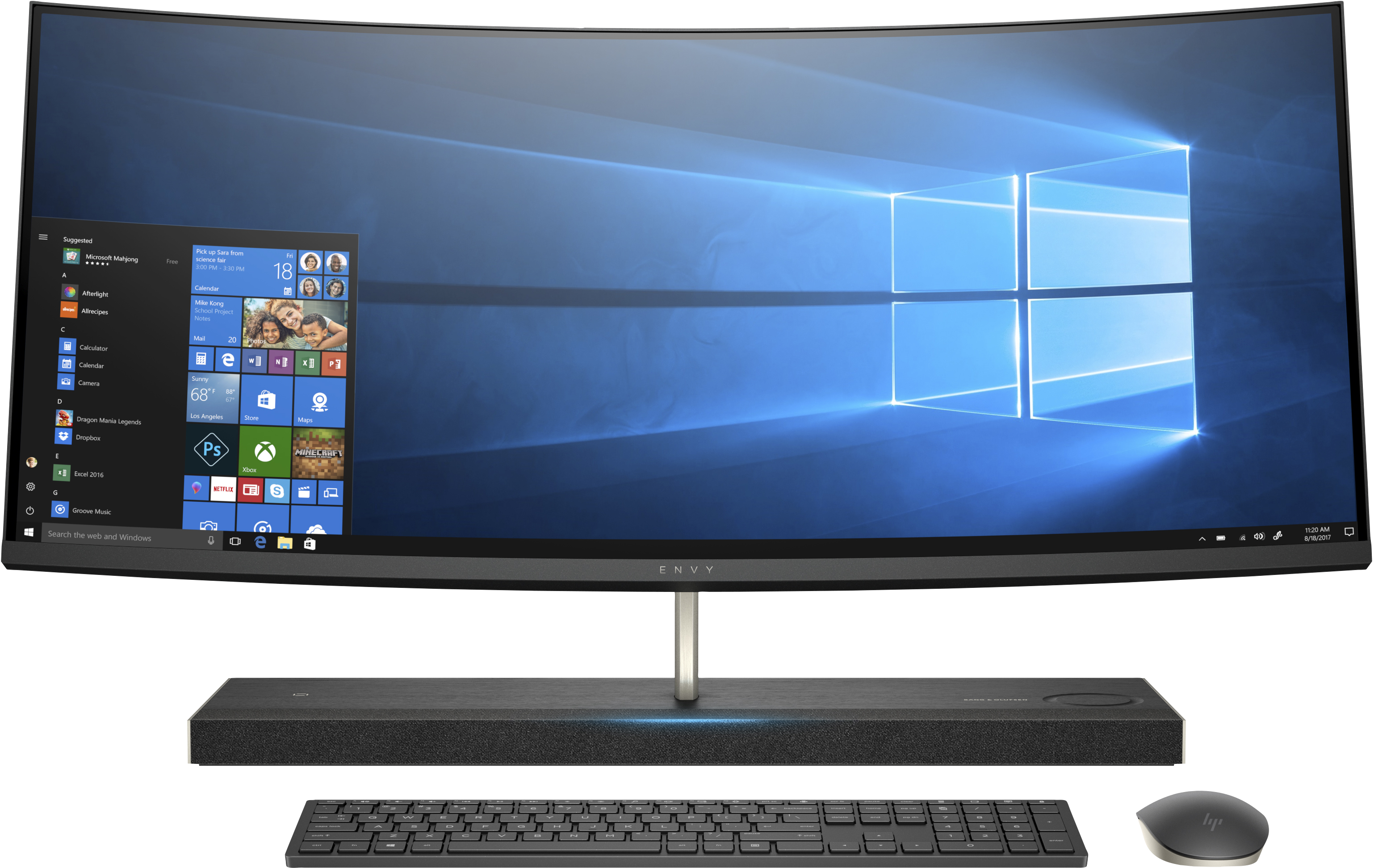HP All in One PC Envy Curved 34-b130ng, dunkelgrau (5CQ61EA#ABD) All-in-One PC 34 Zoll, Intel® Core™ i7-8700T Prozessor
(12M Cache, bis zu 4.00 GHz), 16 GB RAM, 2000 GB HDD + 256 GB SSD, Grau