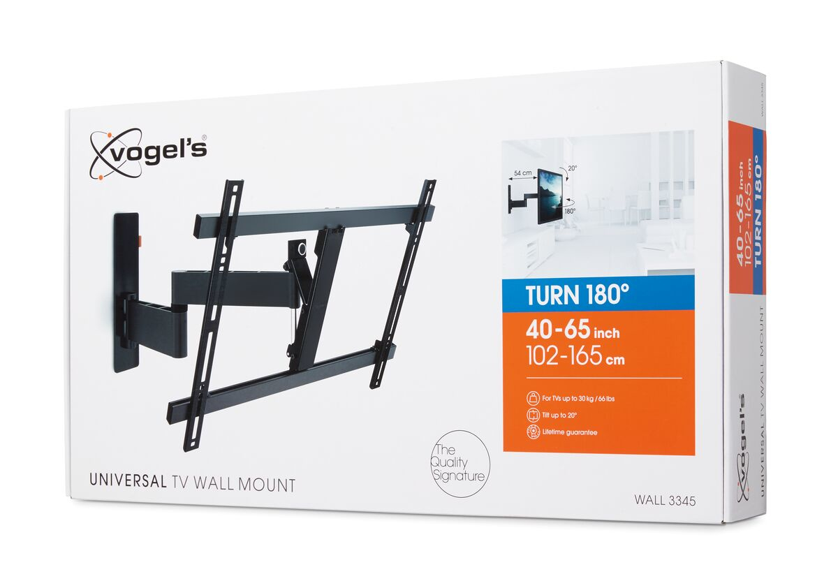 VOGEL´S WALL 3345 TV-Wandhalterung für 102-165 cm (40-65 Zoll) Fernseher, drehbar und neigbar,schwar Wandhalterung, max. 65 Zoll, Schwenkbar, Neigbar, Schwarz