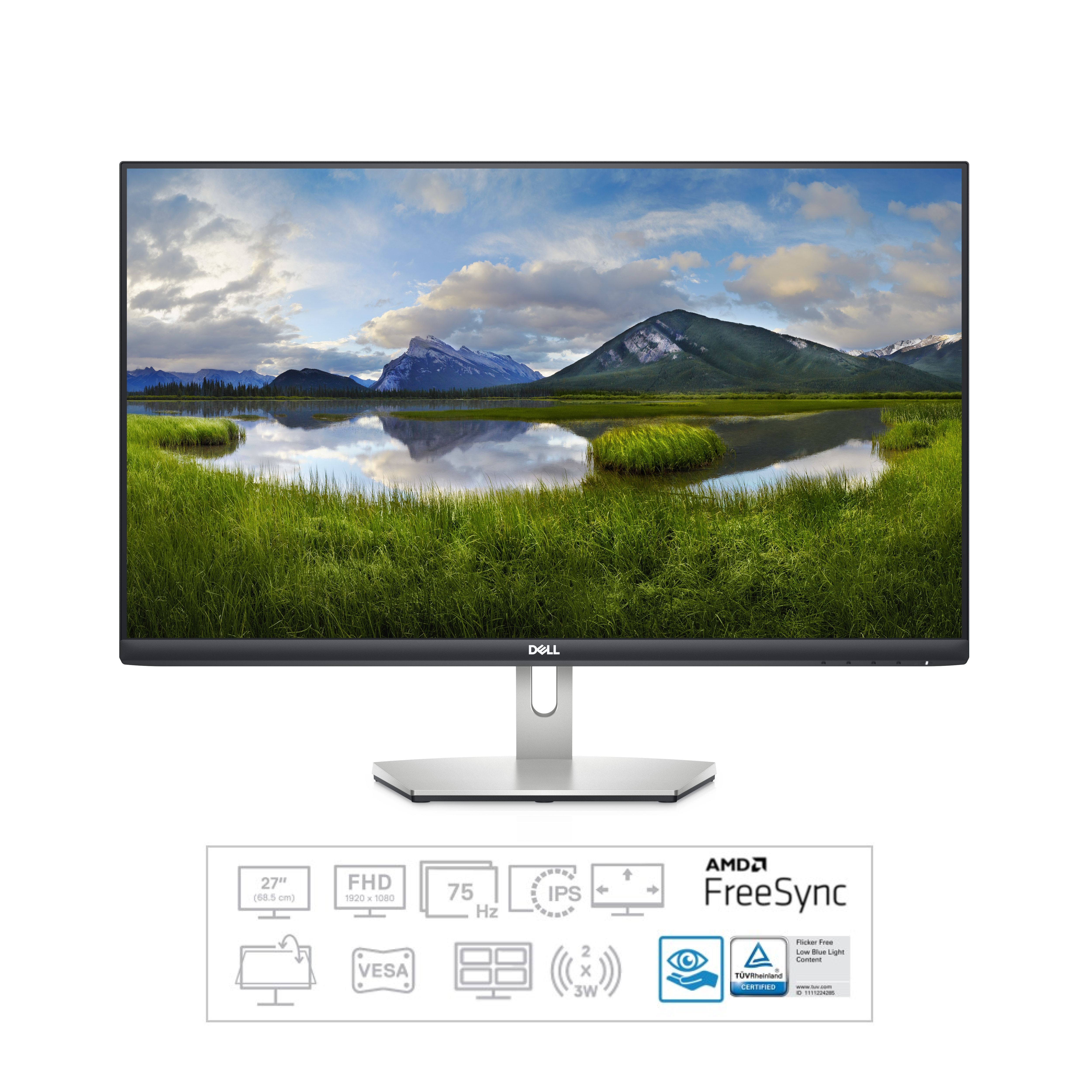 DELL S Series S2721H 27 Zoll  Full-HD  Monitor  4 ms Reaktionszeit  
