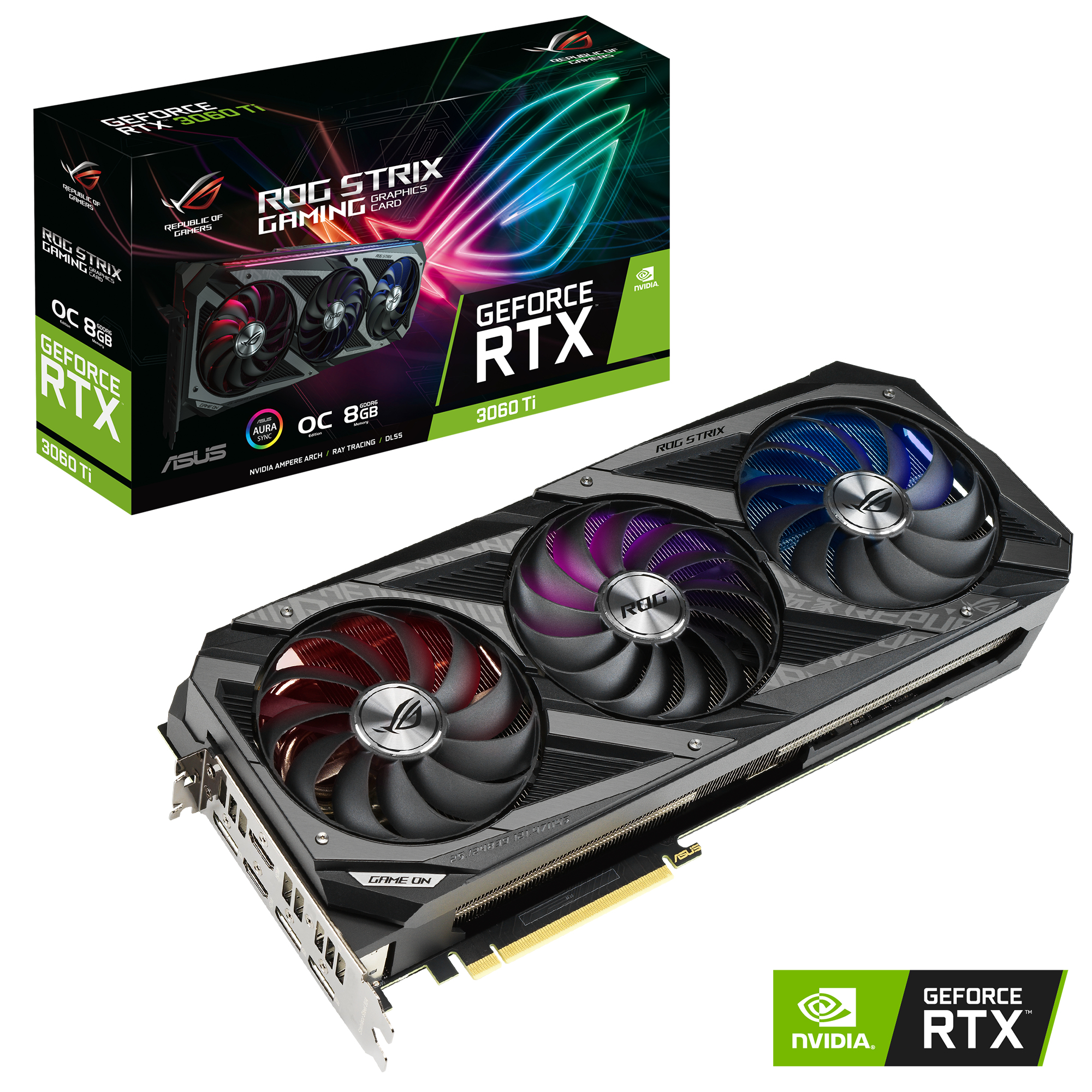 ASUS GeForce RTX™ 3060 Ti ROG Strix Gaming OC 8GB (90YV0G02-M0NA00) (NVIDIA, Gaming-Grafikkarte)