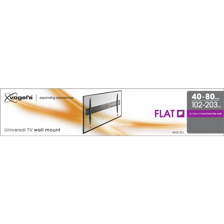 VOGEL´S Vogel's BASE 05 L TV-Wandhalterung für 102-203 cm (40-80 Zoll) Fernseher, starr, max. 70 kg, Wandhalterung, max. 80 Zoll, Starr, Schwarz