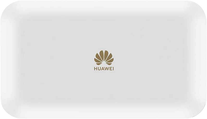 Egy fehér, téglalap alakú Huawei eszköz. A Huawei logója középen található, egy stilizált virág arany színben, alatta a márkanévvel.