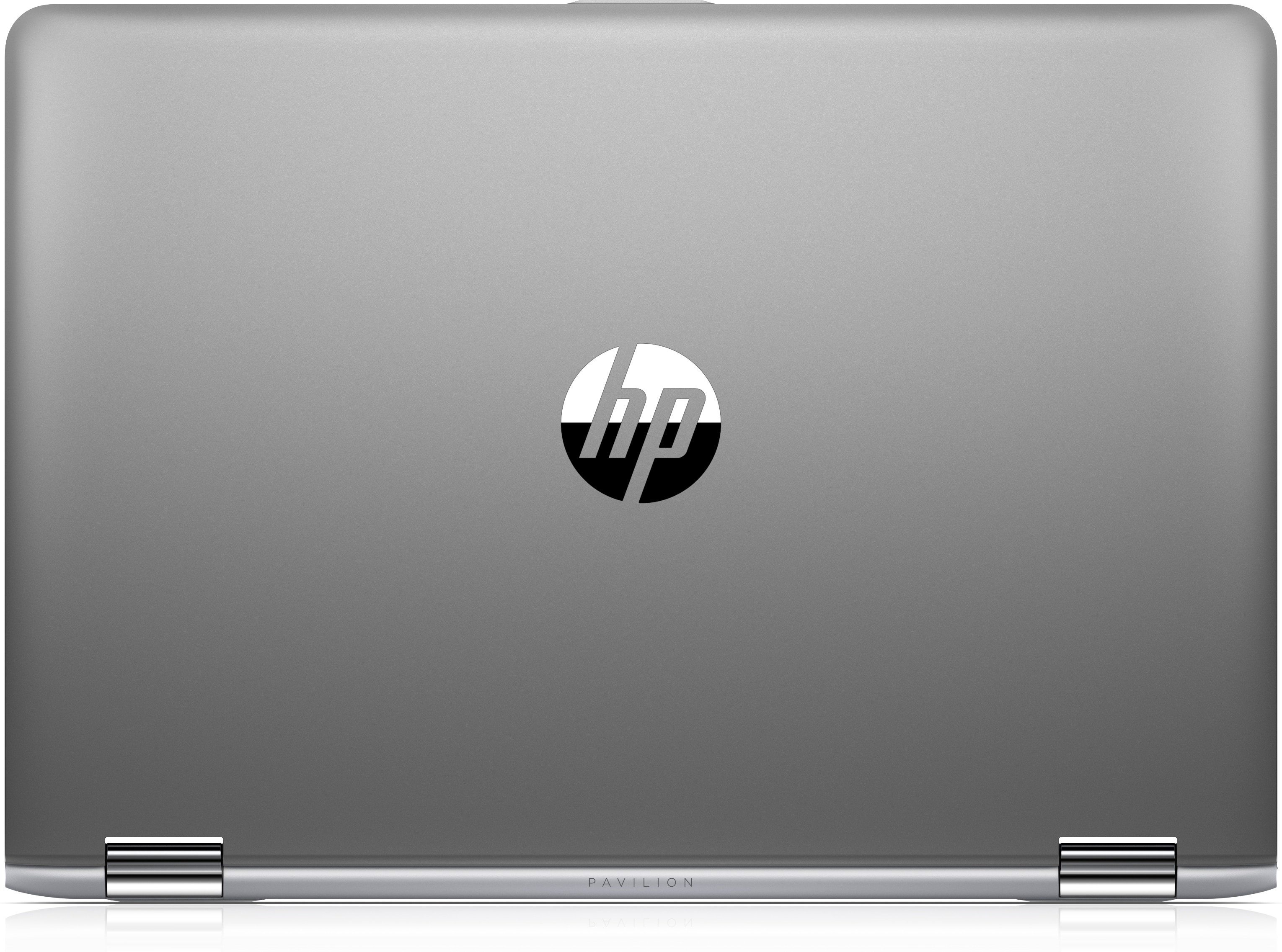 Ein grauer HP-Laptop ist zu sehen, mit dem HP-Logo im Zentrum.