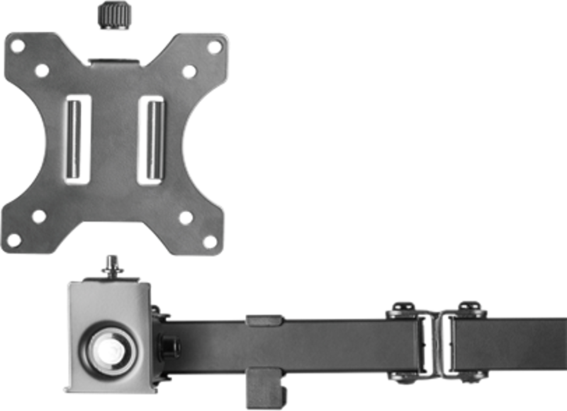Composants de support de moniteur noir, y compris plaque et bras.