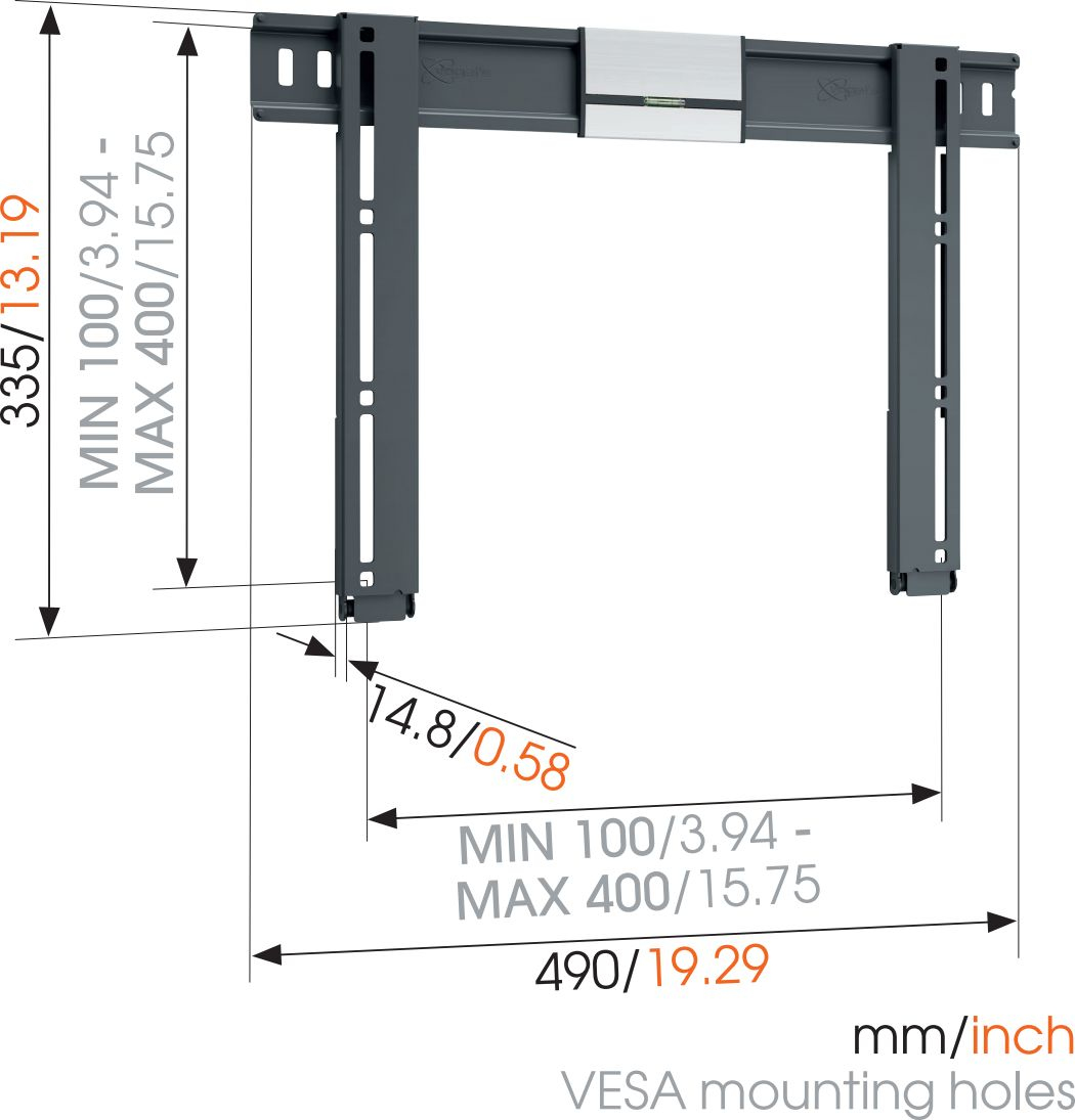 VOGEL´S Thin 405 Wandhalterung, max. 55 Zoll, Starr, Schwarz