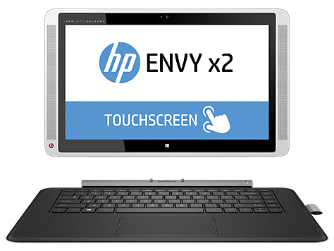 HP Envy x2 Tablet mit abnehmbarer schwarzer Tastatur und Touchscreen-Anzeige.