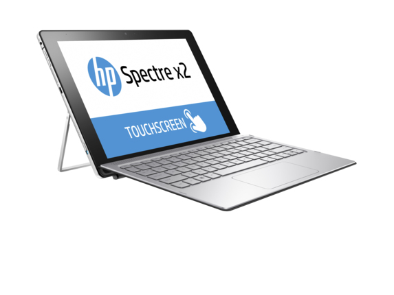 HP Spectre x2 2-in-1-Laptop mit Touchscreen, Ständer und abnehmbarer Tastatur.