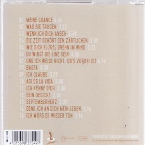Rückseite einer CD-Hülle mit Titelliste auf Deutsch.