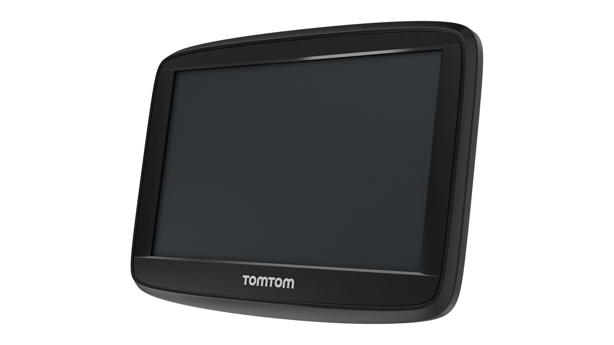 Schwarzes GPS-Gerät mit einem Touchscreen-Display.