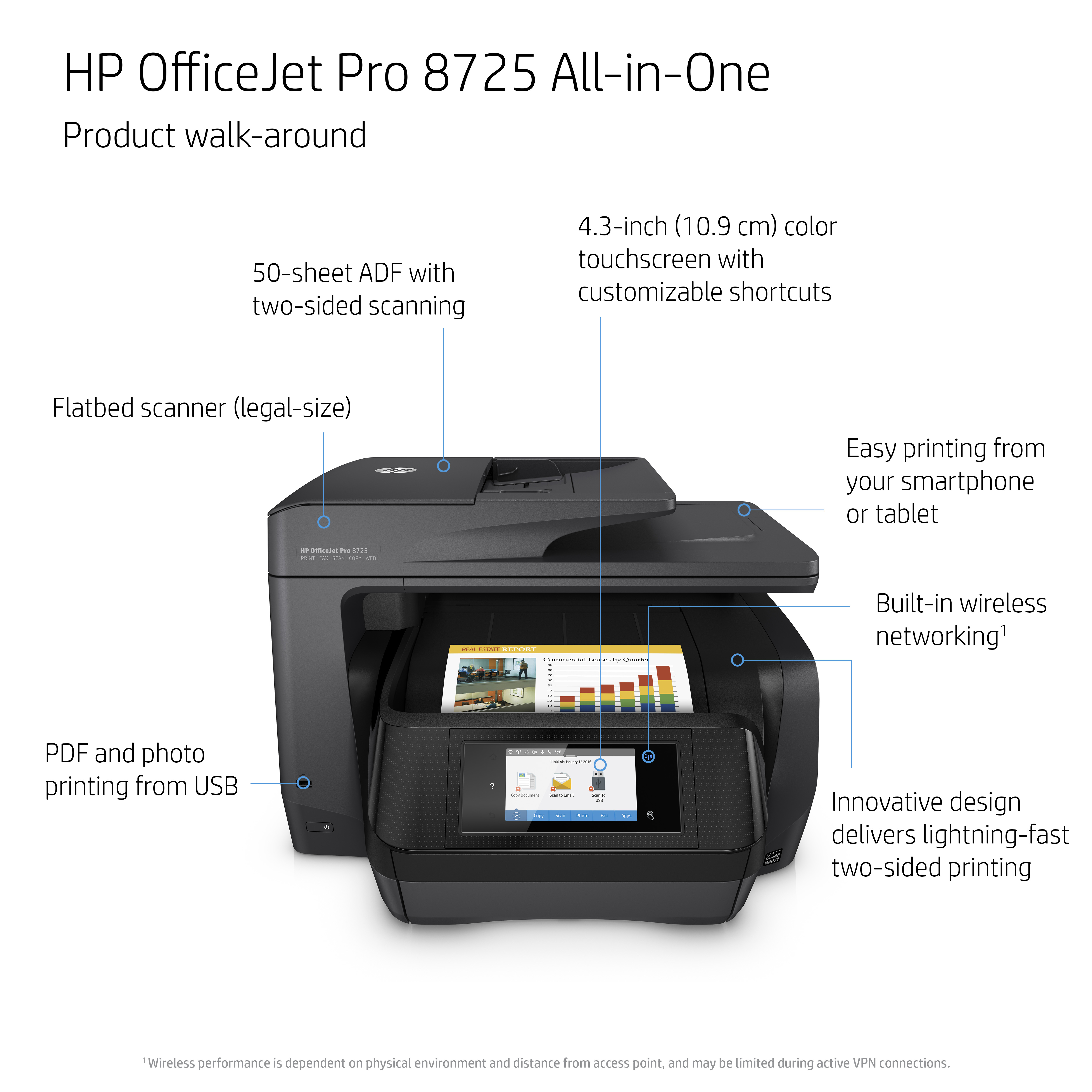 HP OfficeJet Pro 8725 (Instant Ink) 4-in-1 Multifunktionsdrucker