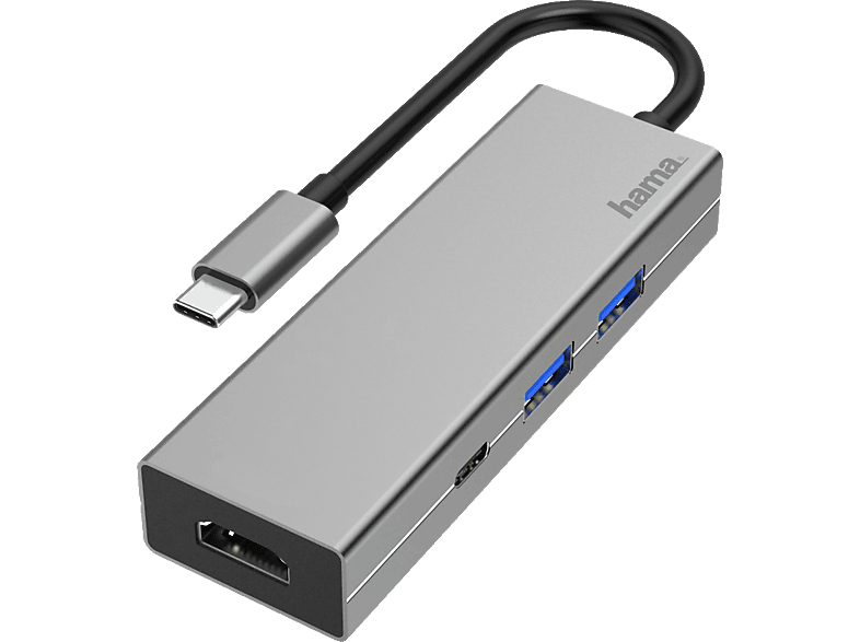 HAMA 4 Ports Anthrazit USB-C-Multiport Adapter