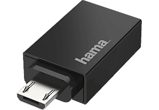 HAMA USB-OTG Micro-USB-Stecker auf USB-Buchse Adapter, Schwarz